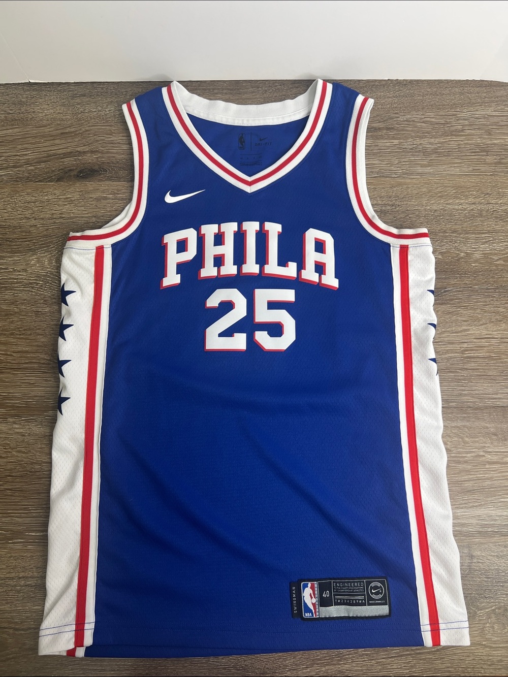 Nike Ben Simmons #25 Philadelphia 76ers Swingman Jersey Blue NBA Size 40